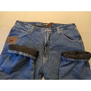 Wrangler Riggs Jeans Mens 36x30 BLUE Outdoors FLEECE LINED Work Wear DENIM PANTS